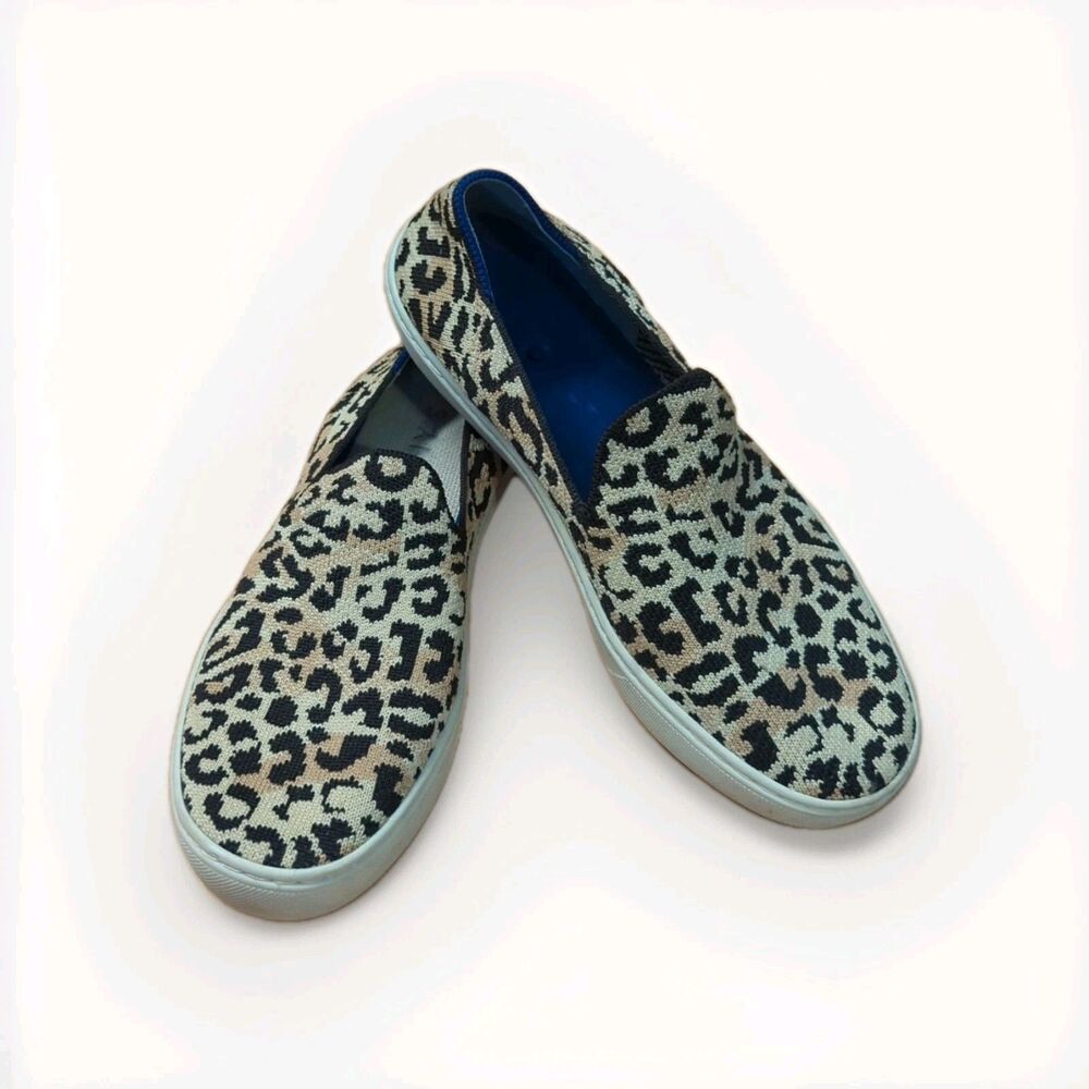 Rothy's Leopard-Print Slip-On Flats in Beige, Black and Blue